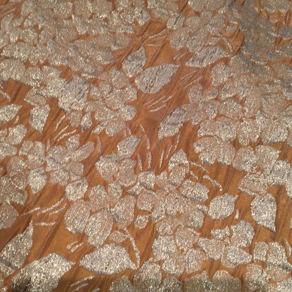 TALBOTS PENCIL SKIRT GOLD BROCADE LEAVES PENCIL SKIRT - Picture 3 of 7